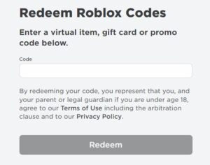 Roblox Redeem Code
